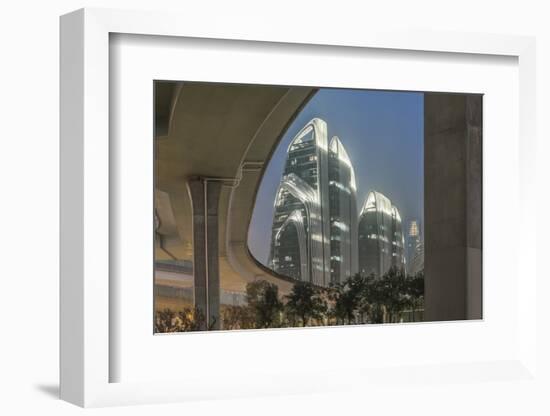 China, Jiangsu, Nanjing. Expressway and modern buildings near Nanjing South Station.-Rob Tilley-Framed Photographic Print