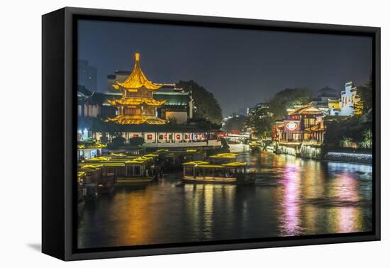 China, Jiangsu, Nanjing. Qinhuai River at twilight.-Rob Tilley-Framed Premier Image Canvas