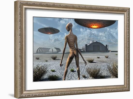 China Lake Military Base Where Aliens and Humans Work Together-null-Framed Art Print