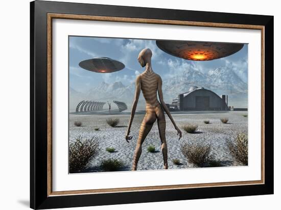 China Lake Military Base Where Aliens and Humans Work Together-null-Framed Art Print