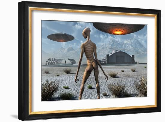 China Lake Military Base Where Aliens and Humans Work Together-null-Framed Art Print