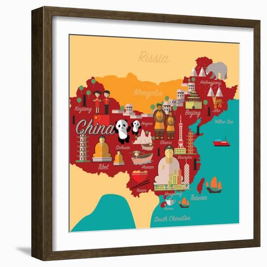 China Map and Travel.China Landmark Eps 10 Format-Sajja-Framed Premium Giclee Print