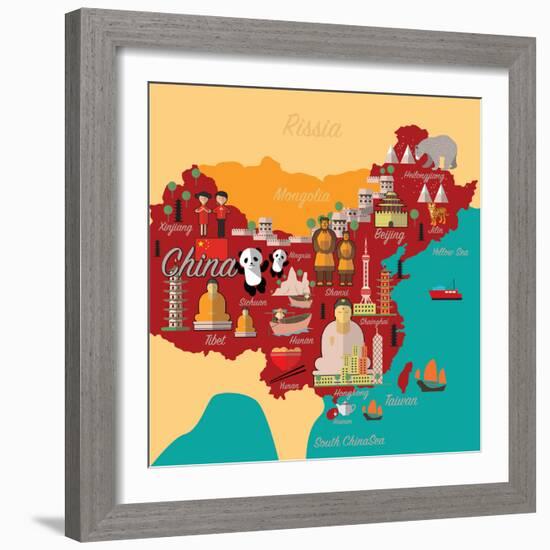 China Map and Travel.China Landmark Eps 10 Format-Sajja-Framed Art Print