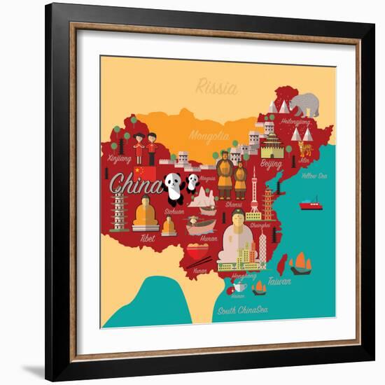 China Map and Travel.China Landmark Eps 10 Format-Sajja-Framed Art Print