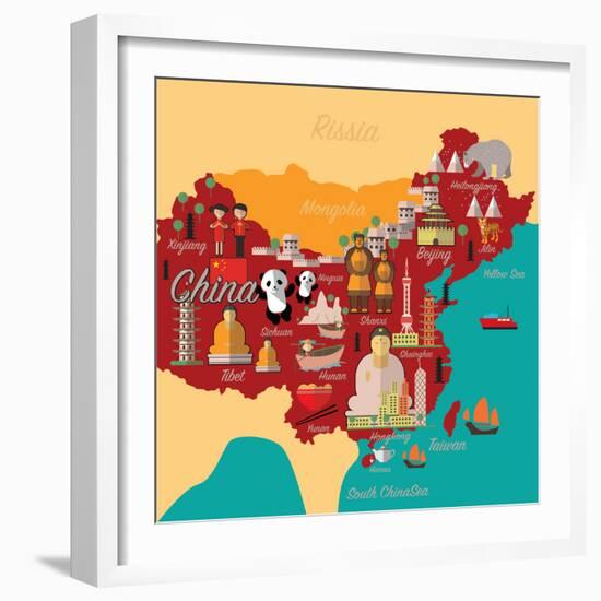 China Map and Travel.China Landmark Eps 10 Format-Sajja-Framed Art Print