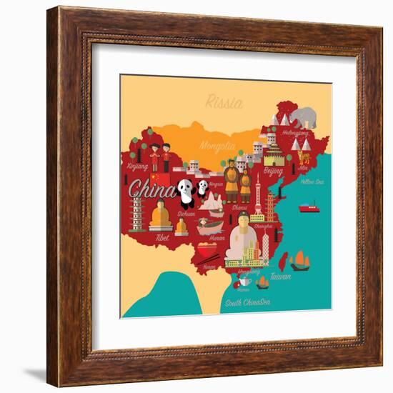 China Map and Travel.China Landmark Eps 10 Format-Sajja-Framed Art Print