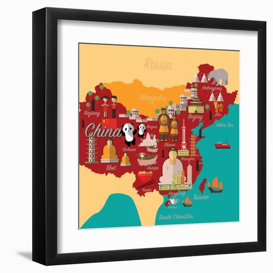 China Map and Travel.China Landmark Eps 10 Format-Sajja-Framed Art Print