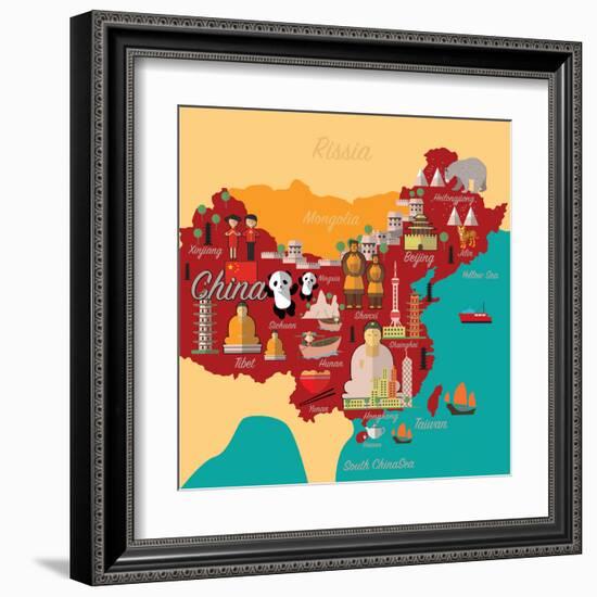 China Map and Travel.China Landmark Eps 10 Format-Sajja-Framed Art Print