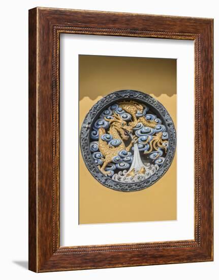 China, Shanghai. Jade Buddha Temple dragon bas-relief.-Rob Tilley-Framed Photographic Print