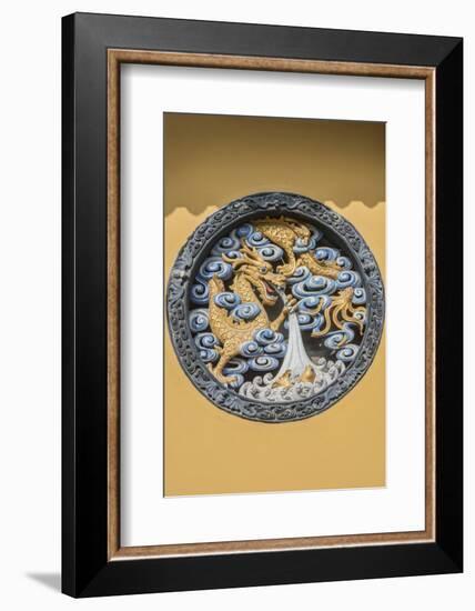 China, Shanghai. Jade Buddha Temple dragon bas-relief.-Rob Tilley-Framed Photographic Print