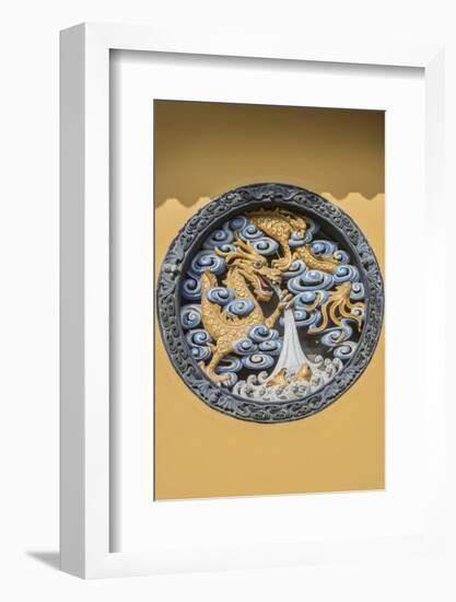 China, Shanghai. Jade Buddha Temple dragon bas-relief.-Rob Tilley-Framed Photographic Print