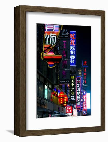 China, Shanghai. Nanjing Road neon signs.-Rob Tilley-Framed Photographic Print