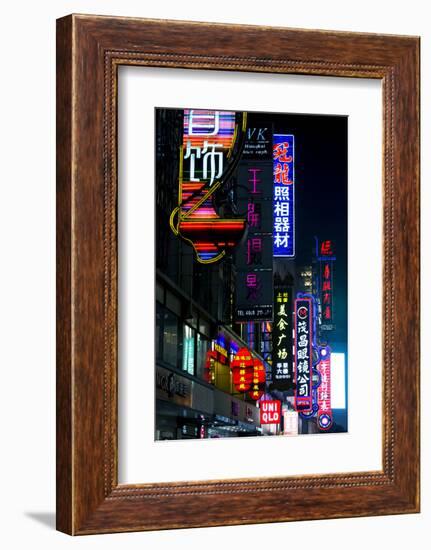 China, Shanghai. Nanjing Road neon signs.-Rob Tilley-Framed Photographic Print