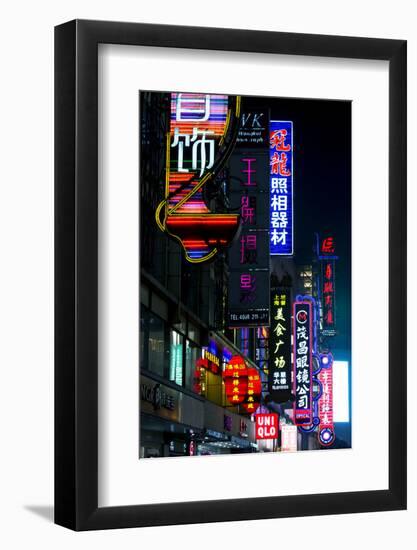 China, Shanghai. Nanjing Road neon signs.-Rob Tilley-Framed Photographic Print