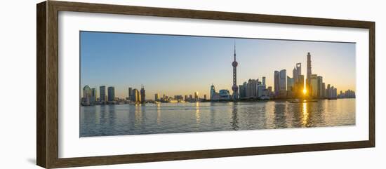 China, Shanghai, Pudong District, Skyline of the Financial District across Huangpu River at Sunrise-Alan Copson-Framed Photographic Print