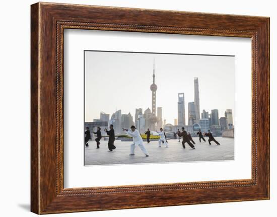 China, Shanghai, The Bund, Group Practicing Tai chi-Steve Vidler-Framed Photographic Print