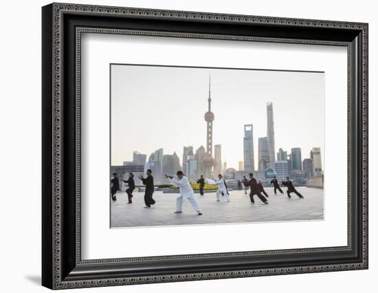 China, Shanghai, The Bund, Group Practicing Tai chi-Steve Vidler-Framed Photographic Print