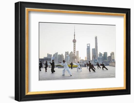 China, Shanghai, The Bund, Group Practicing Tai chi-Steve Vidler-Framed Photographic Print