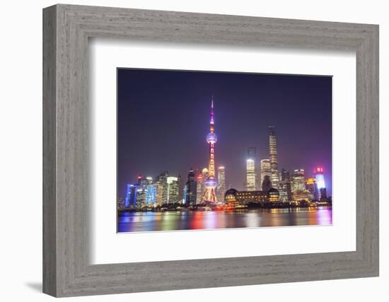 China, Shanghai, The Bund, Pudong Skyline across the Huangpu River-Steve Vidler-Framed Photographic Print