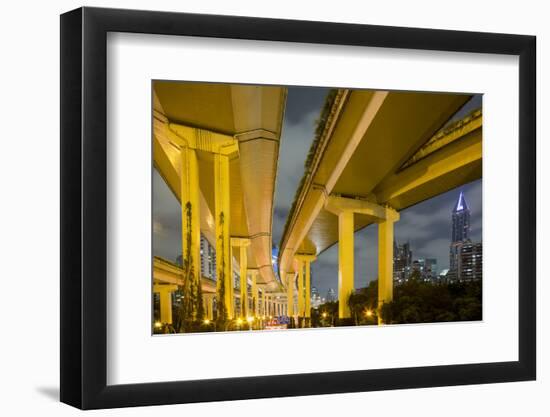 China, Shanghai, Towering Overpass of Yan'An Expressway and City-Paul Souders-Framed Photographic Print