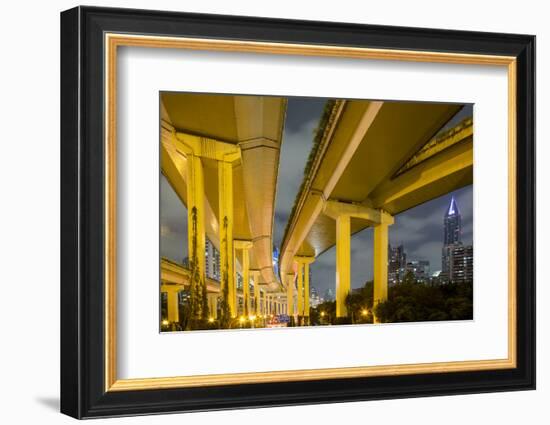 China, Shanghai, Towering Overpass of Yan'An Expressway and City-Paul Souders-Framed Photographic Print