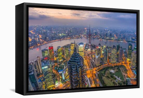 China, Shanghai, View over Pudong Financial District, Huangpu River Beyond-Alan Copson-Framed Premier Image Canvas