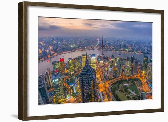 China, Shanghai, View over Pudong Financial District, Huangpu River Beyond-Alan Copson-Framed Photographic Print