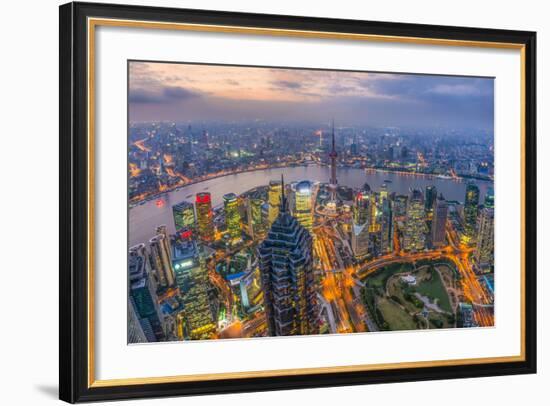 China, Shanghai, View over Pudong Financial District, Huangpu River Beyond-Alan Copson-Framed Photographic Print