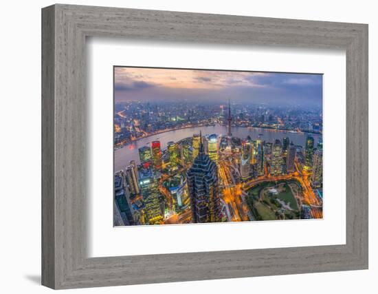 China, Shanghai, View over Pudong Financial District, Huangpu River Beyond-Alan Copson-Framed Photographic Print