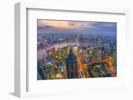 China, Shanghai, View over Pudong Financial District, Huangpu River Beyond-Alan Copson-Framed Photographic Print