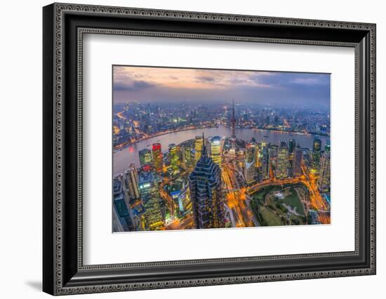 China, Shanghai, View over Pudong Financial District, Huangpu River Beyond-Alan Copson-Framed Photographic Print