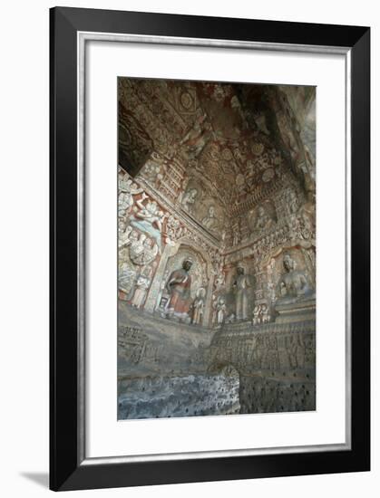 China, Shanxi Province, Decorated Interior of Yungang Grottoes-null-Framed Giclee Print