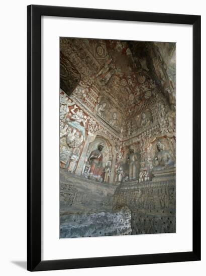 China, Shanxi Province, Decorated Interior of Yungang Grottoes-null-Framed Giclee Print