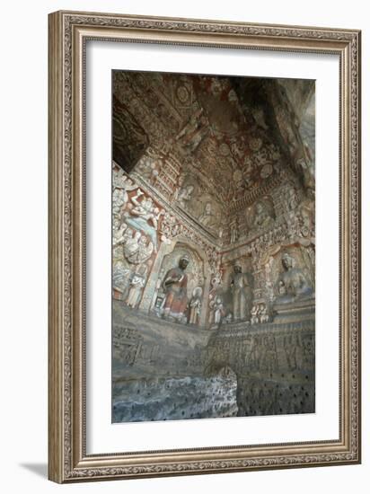 China, Shanxi Province, Decorated Interior of Yungang Grottoes-null-Framed Giclee Print