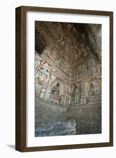 China, Shanxi Province, Decorated Interior of Yungang Grottoes-null-Framed Giclee Print