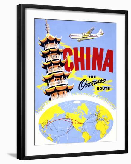 "China the Overland Route" Vintage Travel Poster-Piddix-Framed Art Print