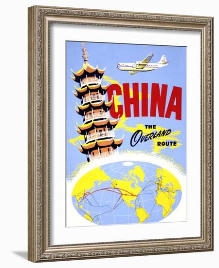 "China the Overland Route" Vintage Travel Poster-Piddix-Framed Art Print