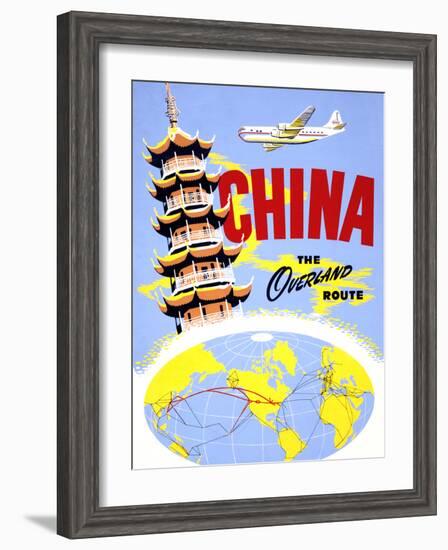 "China the Overland Route" Vintage Travel Poster-Piddix-Framed Art Print