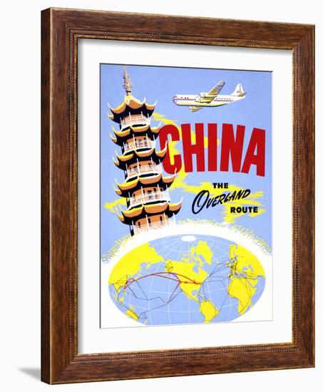 "China the Overland Route" Vintage Travel Poster-Piddix-Framed Art Print