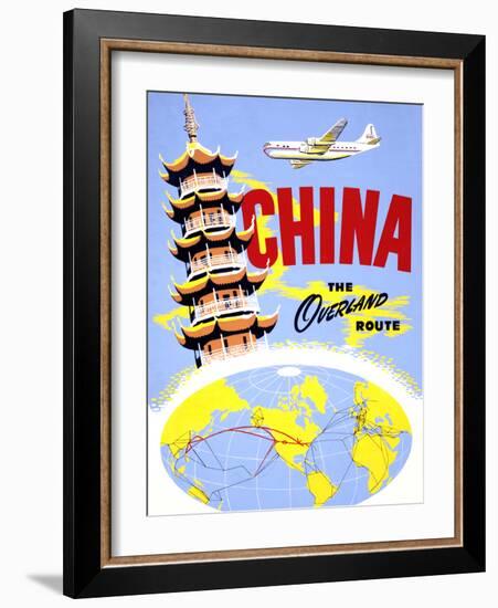 "China the Overland Route" Vintage Travel Poster-Piddix-Framed Art Print