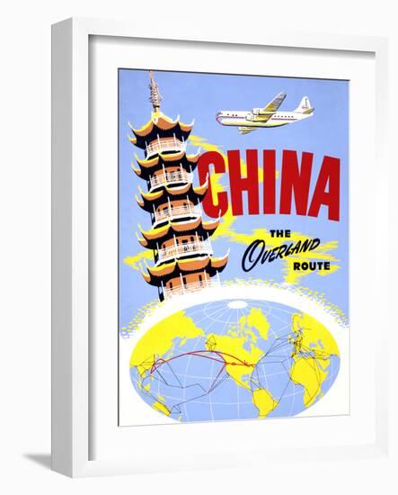 "China the Overland Route" Vintage Travel Poster-Piddix-Framed Art Print