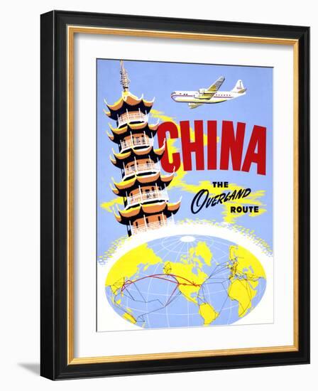 "China the Overland Route" Vintage Travel Poster-Piddix-Framed Art Print