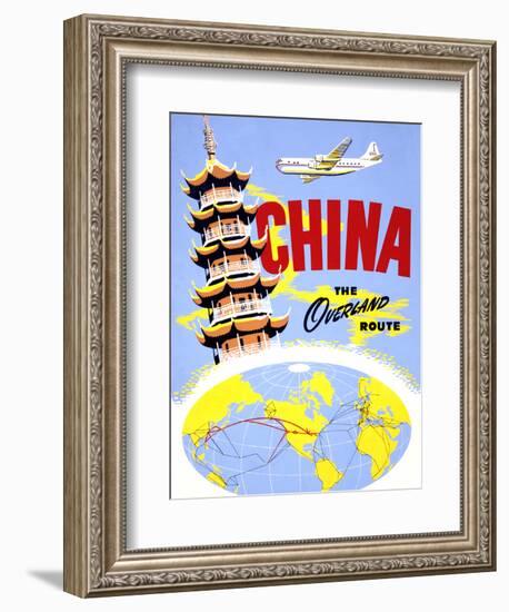 "China the Overland Route" Vintage Travel Poster-Piddix-Framed Art Print