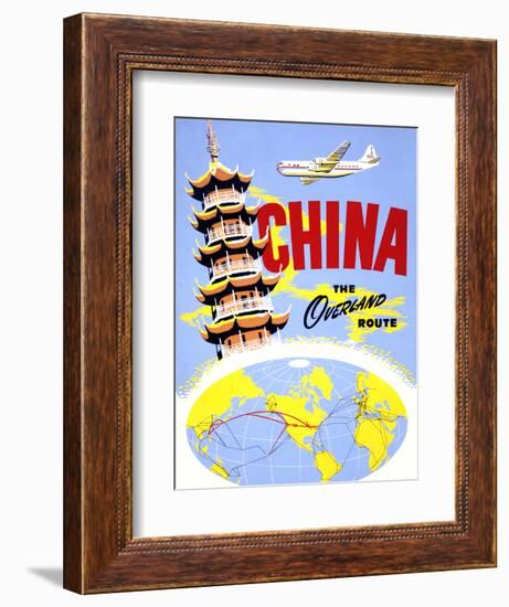 "China the Overland Route" Vintage Travel Poster-Piddix-Framed Art Print