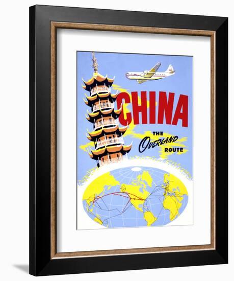 "China the Overland Route" Vintage Travel Poster-Piddix-Framed Art Print