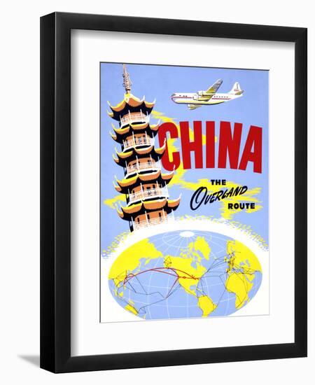"China the Overland Route" Vintage Travel Poster-Piddix-Framed Art Print