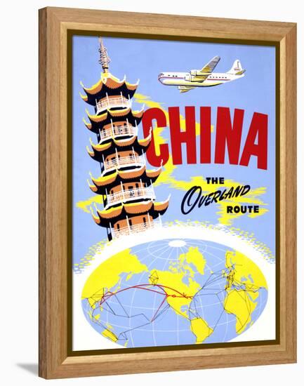 "China the Overland Route" Vintage Travel Poster-Piddix-Framed Stretched Canvas