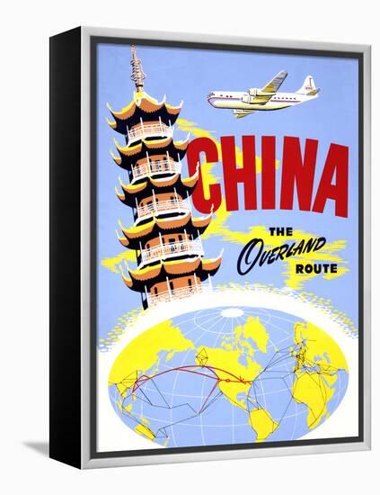 "China the Overland Route" Vintage Travel Poster-Piddix-Framed Stretched Canvas