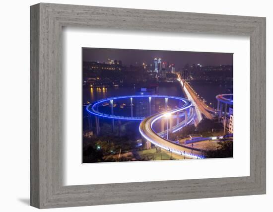 China, Traffic Lights on Caiyuanba Bridge Spanning Yangtze River-Paul Souders-Framed Photographic Print