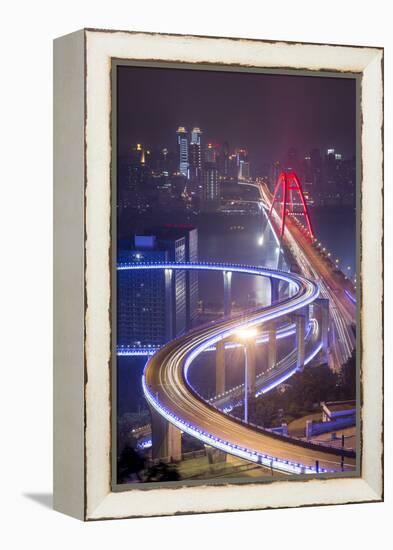 China, Traffic Lights on Caiyuanba Bridge Spanning Yangtze River-Paul Souders-Framed Premier Image Canvas